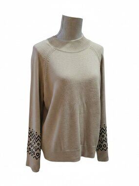 Halogen Women's Tan Black Long Sleeve Sweater XXL NWT